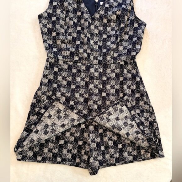NWOT BCBGeneration Navy Blue Playsuit Checkered Jacquard Skort Romper - Picture 10 of 10